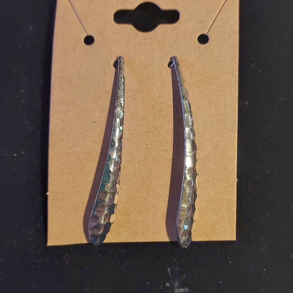Avon Silvertone Earrings Hammered 2"